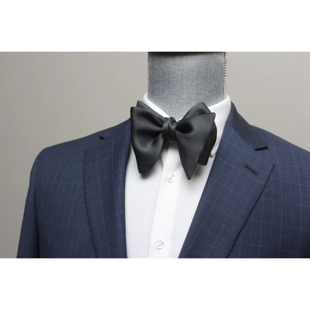 NWT Men's Self-tied Bow Tie Dark Grey Silk‎ Bowtie Big Butterfly S621